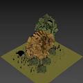 Magical Unicorn Game and Movie Character in Grassland with Glowing Lights and Trees