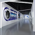Modern High Tech Exhibition Hall With Interactive Digital Screens And Displays 3d model