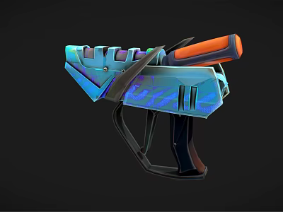 Futuristic Sci Fi Weapon With Blue Orange Glowing Accents And Mechanical Design 3d model