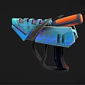 Futuristic Sci Fi Weapon With Blue Orange Glowing Accents And Mechanical Design
