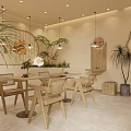 Cozy Milk Tea Shop Interior Design With Decor Plants And Warm Lighting