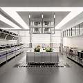 Commercial Kitchen Interior Featuring Stainless Steel Cabinets Large Range Hoods Central Worktable And Fresh Ingredients