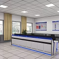Modern Control Room Desk And Chair Set With Multiple Monitors In Monitoring Center