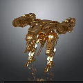 Golden Mechanical Creature Design With Intricate Four Legged Structure And Metallic Texture 3d model