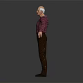 The Bald Headed Man In Plaid Shirt And Suspenders Arms Outstretched On Gray Background