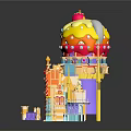 Cartoon Scenery Whimsical Candy Castle With Giant Ice Cream Tower Cherry And Colorful Spires