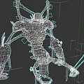 Game Movie Character Mechanical Skeleton Monster With Red Black Armor And Spiked Weapon