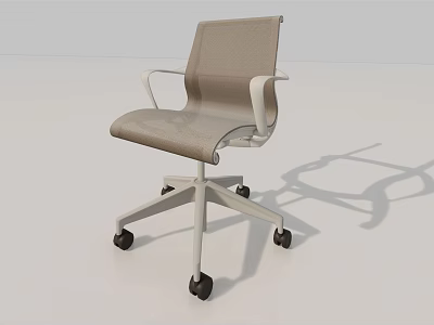 Modern Ergonomic Office Chair With Beige Fabric And Swivel Rolling Wheels 3d model