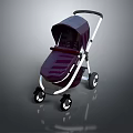 Stylish Purple Baby Stroller With Canopy White Frame And Black Wheels