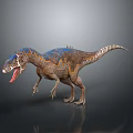 Fierce Carnivorous Dinosaur 3D Model With Blue Orange Skin Open Mouth And Standing Pose
