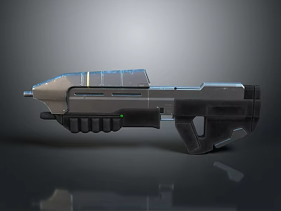 Futuristic Gun With Transparent And Metallic Material Green Indicator Light And Sleek Design 3d model