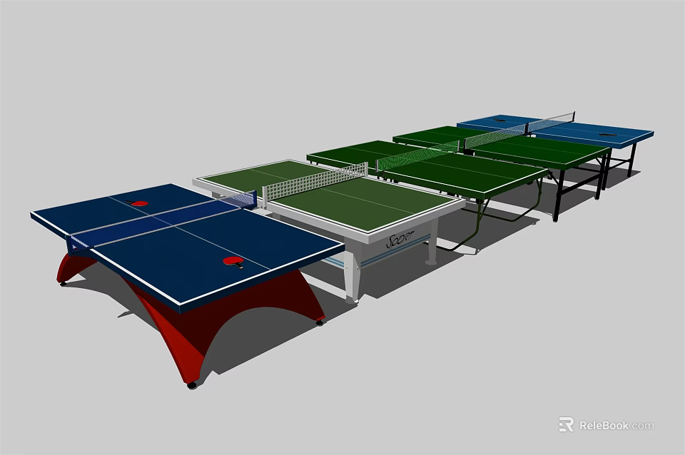 High Quality Sports Equipment Table Tennis Tables With Blue Green Tops And Sturdy Legs 3d model 