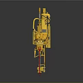 Industrial Yellow Mechanical Structure With Red Base And Multiple Connecting Parts 3d model