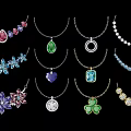 Stylish Necklace Pendants With Various Shapes Colorful Gems And Crystal Designs