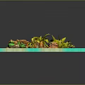 Cartoon Scenic Island Scene With Turquoise Water Beach Palm Trees Rocks And Green Plants