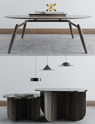 Nordic coffee table coffee table combination 3d model