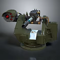 Green Automatic Weapon System With Barrel Red Lights And Mechanical Base 3d model