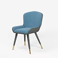 Modern Blue Tufted Upholstered Accent Chair With Gray Frame And Golden Legs