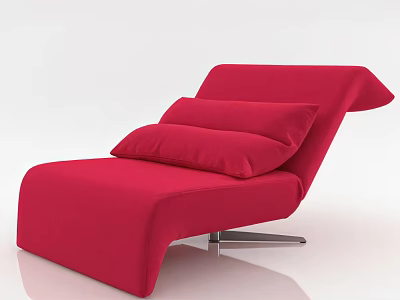 Red Modern Chaise Lounge With Comfortable Pillows And Metal Base Design 3d model