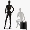 Commercial Mannequins Black Standing and White Sitting Models for Retail Display Equipment