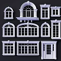 White Window And Door Designs With Various Architectural Styles And Decorative Frames 3d model