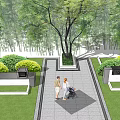 Scenic Entrance Gate With Lush Trees Green Lawn and People Walking in Natural Setting