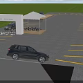 Road Facilities With Parking Lot Traffic Lines Canopy And Entry Exit Signs