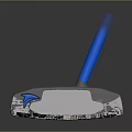 Gray Object With Blue Elongated Part And White Blade Like Structures At Bottom 3d model