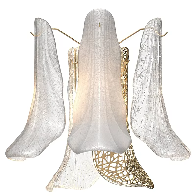 Contemporary Wall Sconce with Transparent Glass Shade and Gold Metal Frame Design 3d model