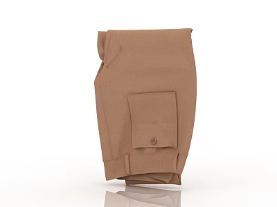 Brown Folded Garment With Minimalist Design Single Pocket Detail And Plain Color Style 3d model