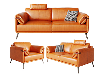 Modern Combination Sofa Full Leather Sofa 3d model