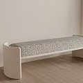 Modern White Frame Shoe Bench With Patterned Upholstered Seat In Living Room 3d model
