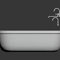 Two Modern Silver And White Bathtubs With Wall Mounted Faucet Accessories