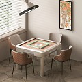 Mahjong table and chair combination smoking lamp 3d model