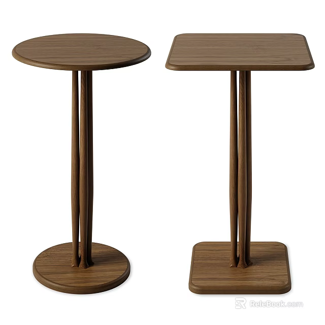Modern Design Wooden Side Tables With Round Top Round Base And Square Top Square Base 3d model 