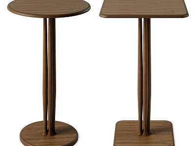 Modern Design Wooden Side Tables With Round Top Round Base And Square Top Square Base 3d model