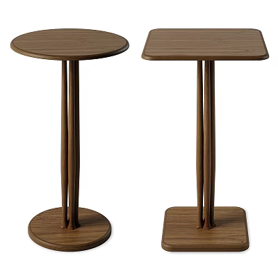 Modern Design Wooden Side Tables With Round Top Round Base And Square Top Square Base 3d model
