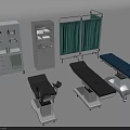 Essential Medical Equipment Including Surgical Tables Cabinets and Green Screens for Hospital Use