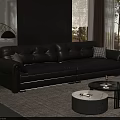 Modern Black Genuine Leather Multi Seater Sofa For Luxury Living Room Home Interior Decoration