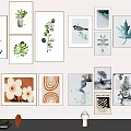 Wall Decor With Various Botanical Prints Geometric Art And Decorative Items 3d model
