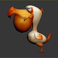 Cute Cartoon Bird Character With Orange Beak Large Belly White And Orange Feathers Red Feet