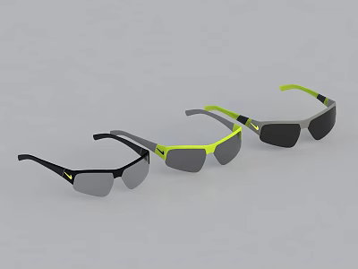 Stylish Black Yellow Grey Jewelry Pieces With Green Accents Design 3d model