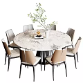 Modern Dining Table and Chair Combination 3d model