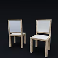 Simple Modern Wooden Dining Table Set With Four Chairs And Vase Flowers