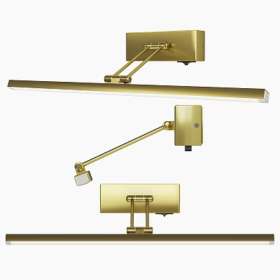 Modern Gold Adjustable Wall Lamp With Sleek Design And Flexible Arm 3d model