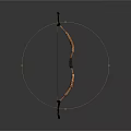 Traditional Wooden Weapon Bow Featuring Brown Patterned Design Black Handle And Taut String