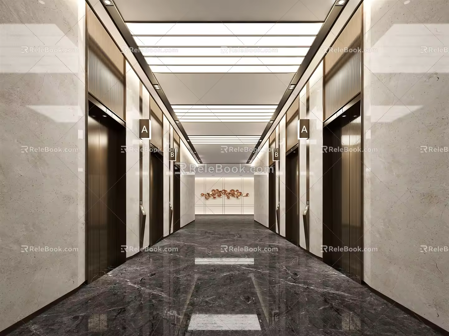 modern elevator hall 3d model