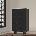 Black Modern Entryway Side Cabinet With Gold Handles And Multiple Storage Compartments