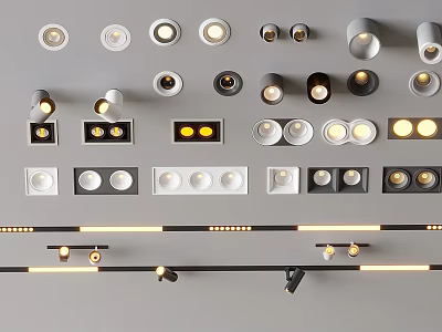 Downlights and Spotlights Collection With Various Modern Styles Different Sizes Lighting Fixtures 3d model