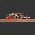 Mexican Tacos With Radish Slices Lime Peanut Toppings And Red Salsa On Wooden Board